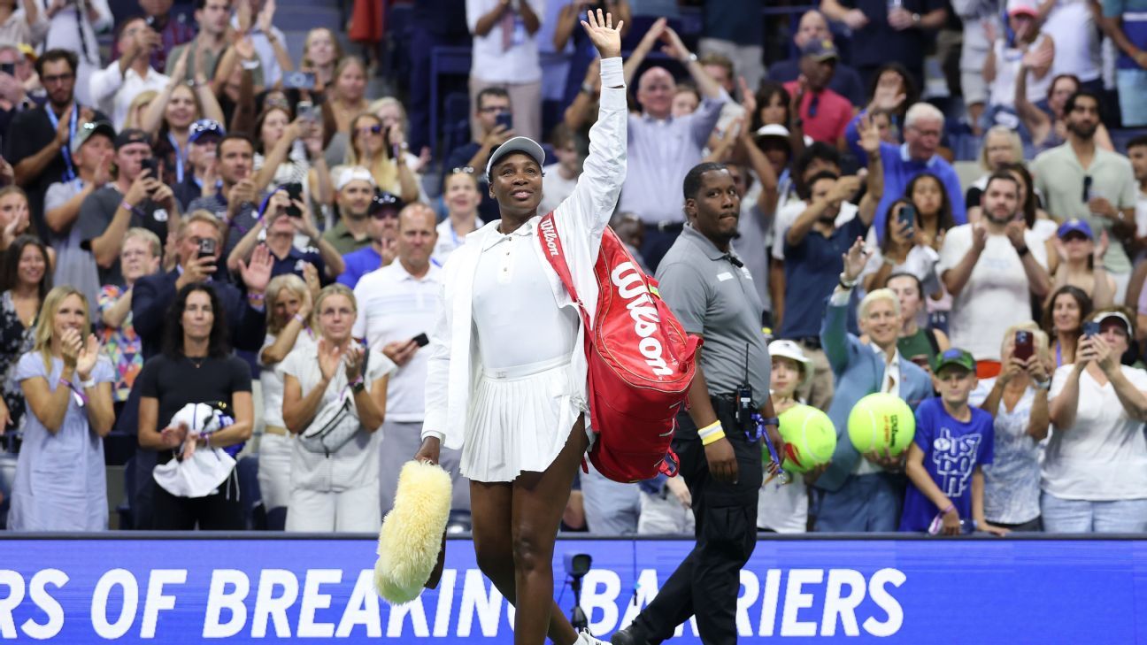 45-year-old Venus Williams falls to Carolina Mciba in three sets at the US Open