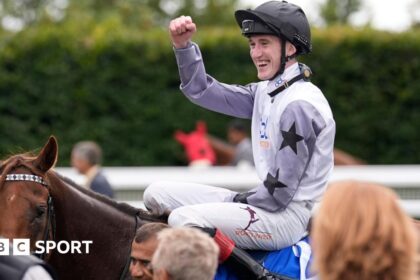 David Egan after winning the Stewards' Cup aboard Two Tribes