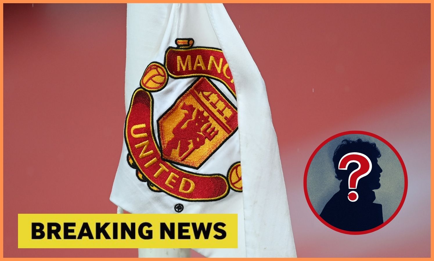 Manchester United logo close-up, plus yellow