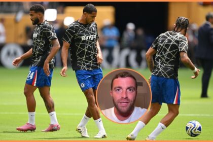 Levi Colwill warming up for Chelsea