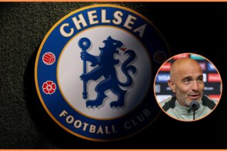 Enzo Maresca and the Chelsea FC badge
