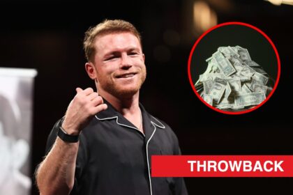 Main: Canelo Alvarez attends a press conference in Las Vegas after winning his fight against Edgar Berlanga. Inset: A bunch of American dollars ban...