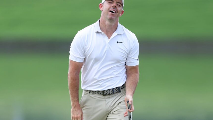 Rory McIlroy carried the bunker shot and managed to make a birdie.