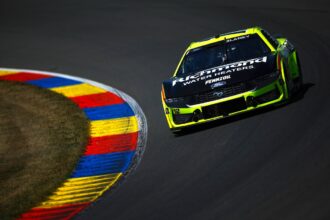 Ryan Branny defeated Shane Van Gisbergen in 0.033 seconds in Watkins Glenn Paul position.