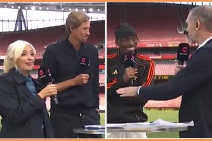 Noni Madueke and Martin Keown speak after the Arsenal game