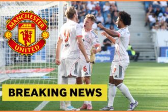 Harry Kane celebrates with his Bayern Munich teammates