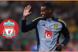 Alexander Isak warming up for Sweden