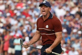 McIlroy and Laurie are taking the brunt of the heckling with the Lowdy Rider Cup