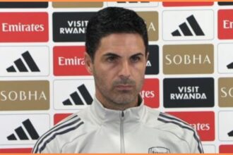 Arsenal manager Mikel Arteta at a press conference