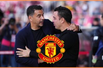 Xavi embracing Michel