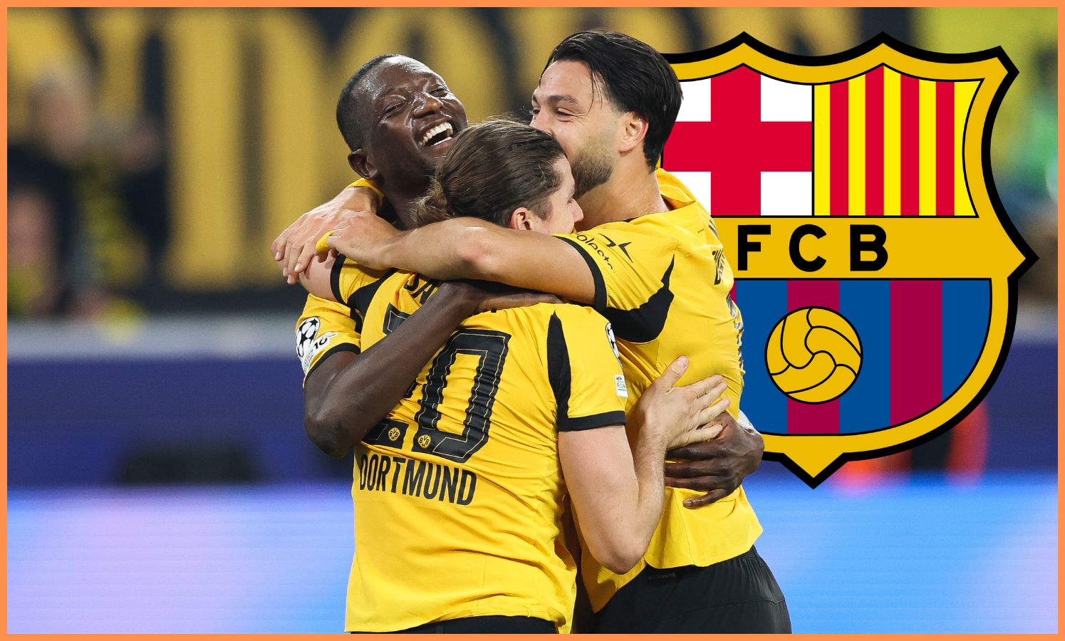 Serhou Guirassy celebrates with his Borussia Dortmund teammates