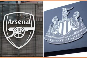 Arsenal and Newcastle club badges