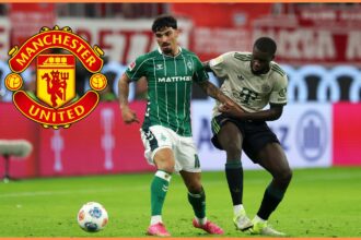 Dayot Upamecano in action for Bayern Munich against Werder Bremen