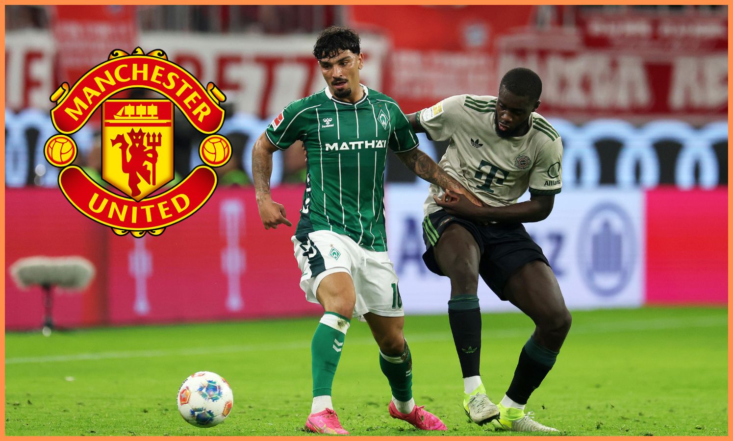 Dayot Upamecano in action for Bayern Munich against Werder Bremen