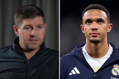 Split image of Steven Gerrard and Trent Alexander-Arnold