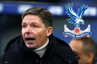 Oliver Glasner, Manager of Crystal Palace, looks on prior