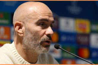 Chelsea manager Enzo Maresca speaking to the media