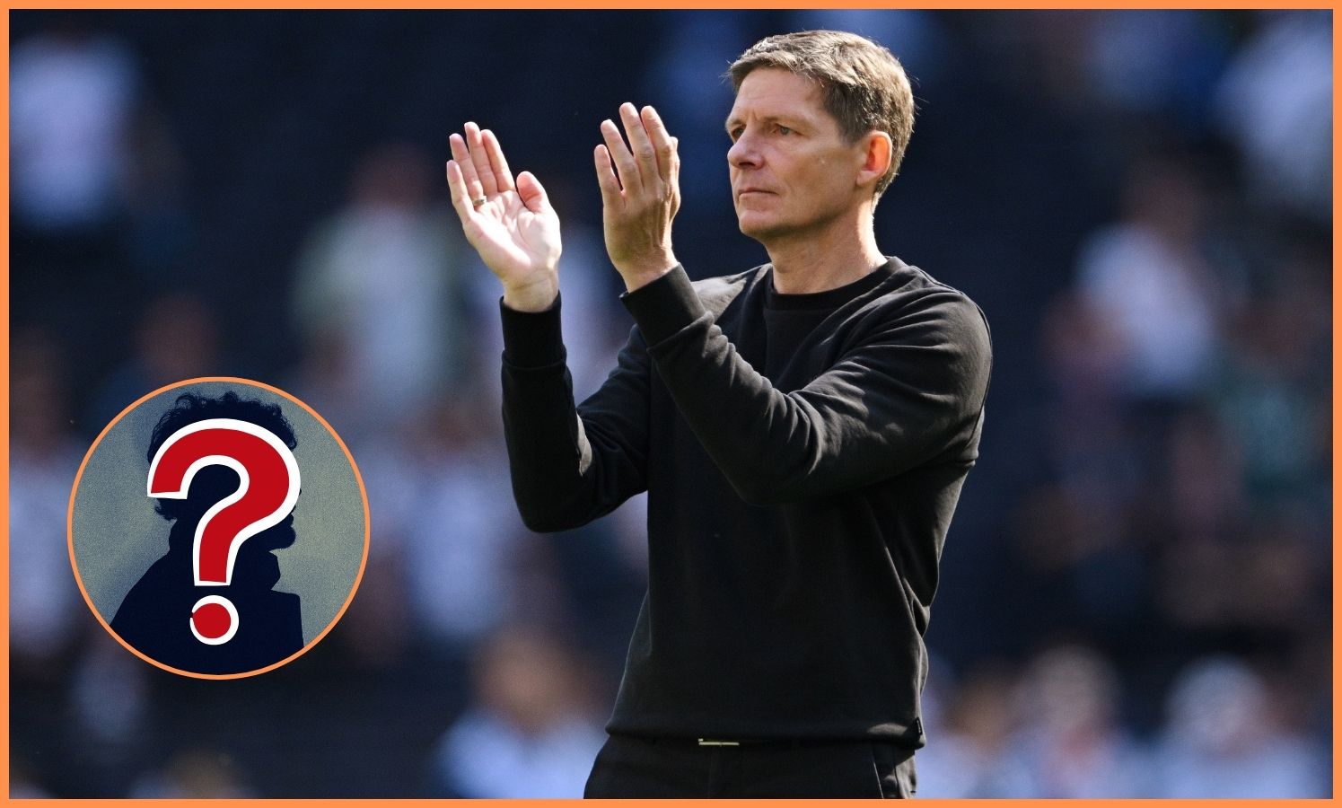 Oliver Glasner applauding the Crystal Palace fans