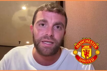 Fabrizio Romano and the Manchester United logo