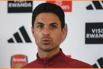 Arsenal manager Mikel Arteta at a press conference