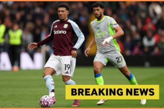 Jadon Sancho in action for Aston Villa