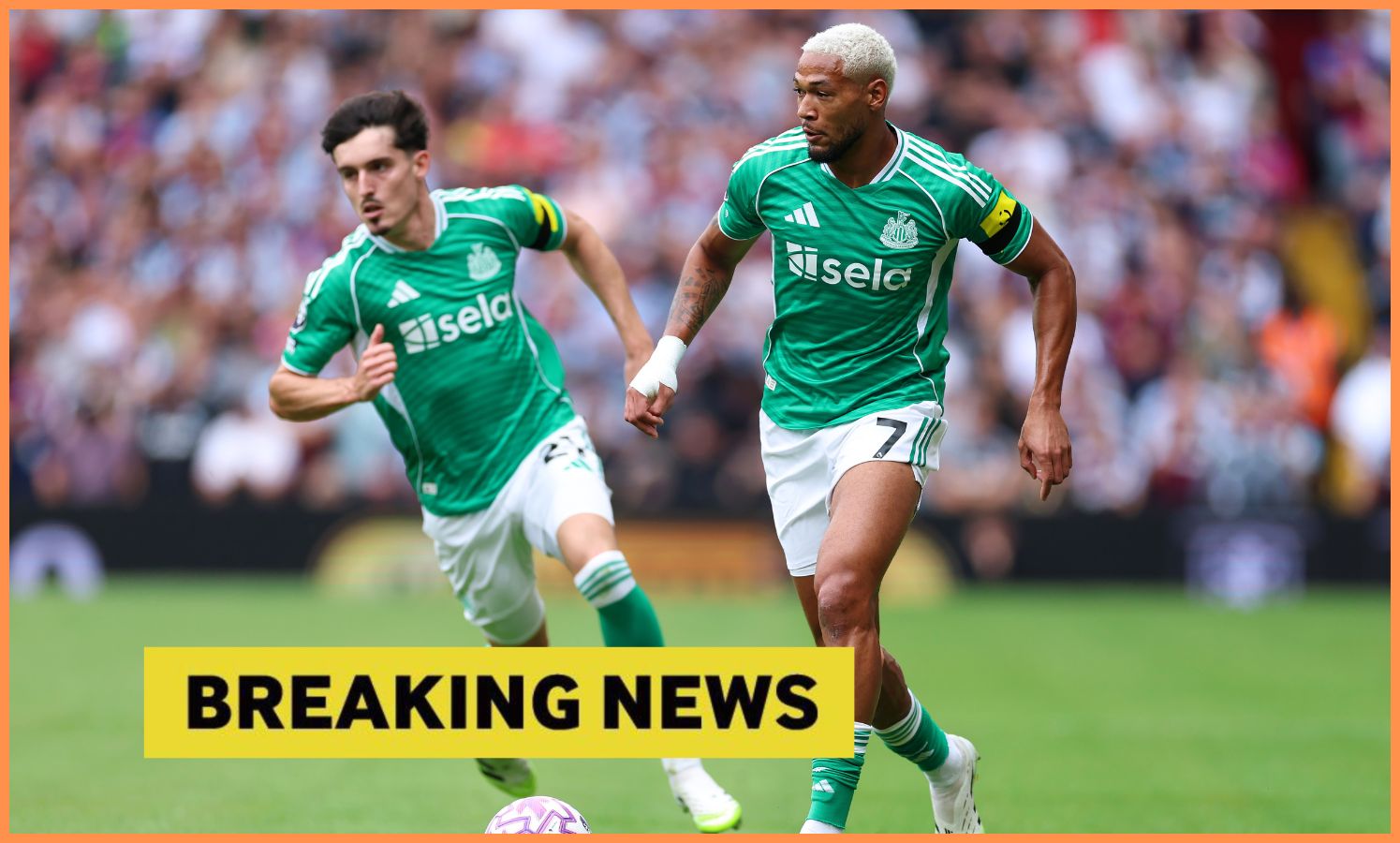 Tino Livramento and Joelinton in action for Newcastle