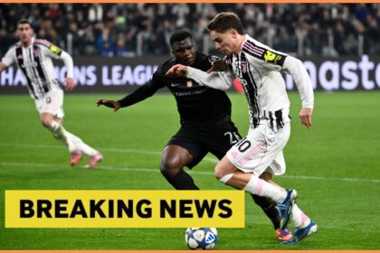 Ousmane Diomande in action for Sporting against Juventus