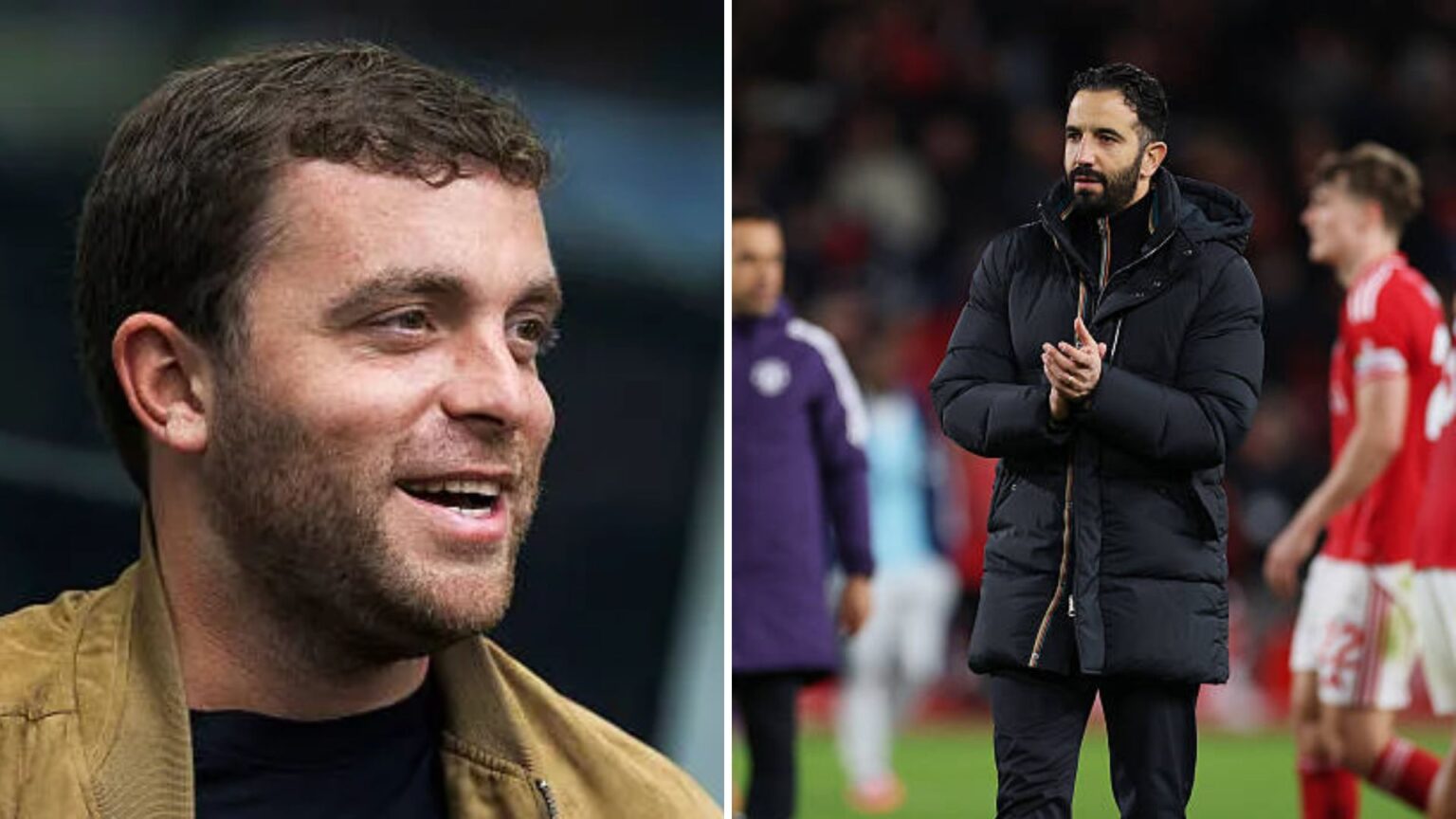 Split image of Fabrizio Romano and Ruben Amorim