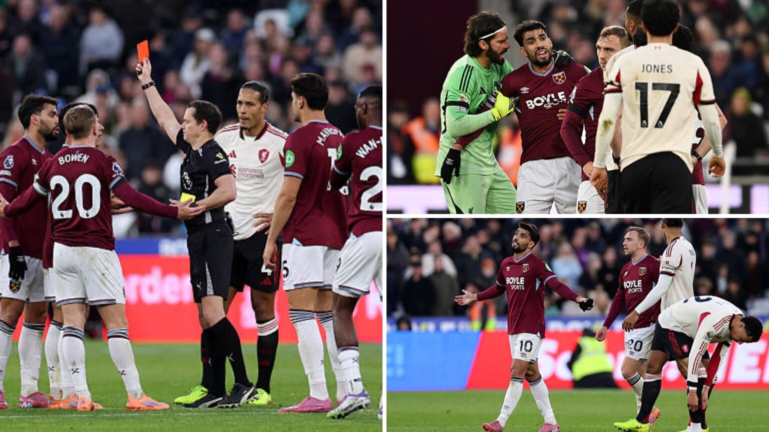 A collage from the incident involving West Ham