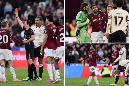 A collage from the incident involving West Ham