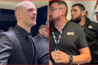 Khamzat Chimaev reaches for Ian Machado Garry during clash backstage at UFC Qatar