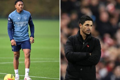 Split image of Myles Lewis-Skelly and Mikel Arteta