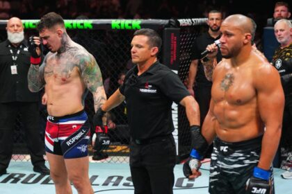 The results of the main event of UFC 321 are read and Tom Aspinall vs. Cyrille Gane is ruled a no contest.