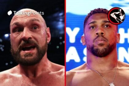 Split image of Tyson Fury after defeating Dillian Whyte and Anthony Joshua and weighing in for his fight with Daniel Dubois