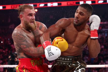 Jake Paul and Anthony Joshua in action