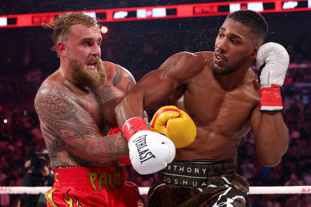 Jake Paul and Anthony Joshua in action