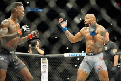 Israel Adesanya and Yoel Romero at UFC 248