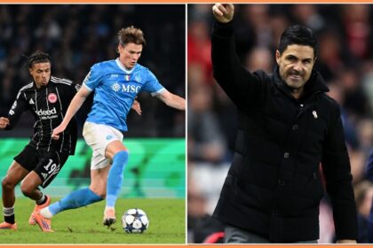 Jean-Matteo Bahoya and Mikel Arteta