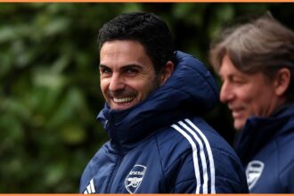 Arsenal manager Mikel Arteta in training