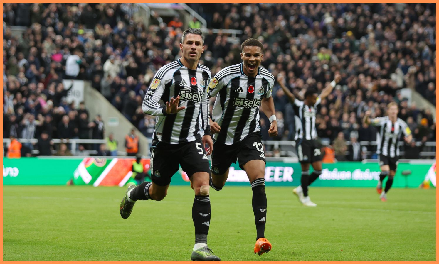 Fabian Schar celebrates a goal for Newcastle