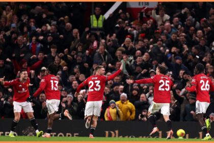 Man United players celebrating