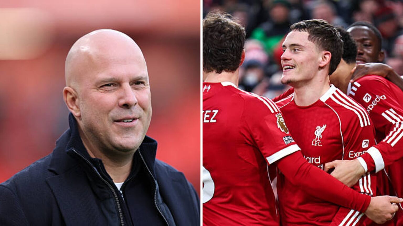 Split image of Arne Slot and Florian Wirtz