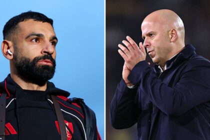 Split image of Mo Salah and Arne Slot