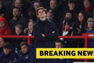 Tottenham manager Thomas Frank during the defeat to Nottingham Forest