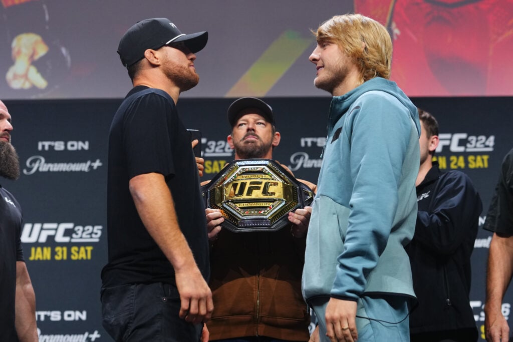 Justin Gaethje and Paddy Pimblett face off at UFC season press conference