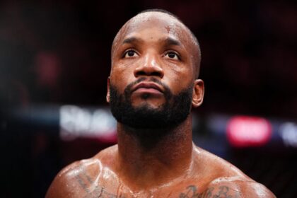 Leon Edwards in the Octagon after losing by knockout to Carlos Prates at UFC 322 in November 2025.
