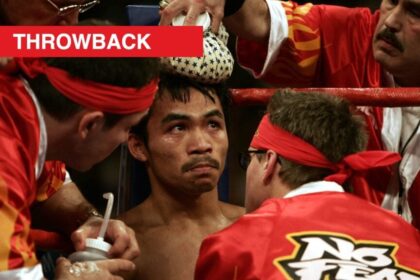 Manny Pacquiao was dominated until he scored a devastating KO to the face and won his first world title.