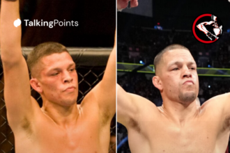 Left: Nate Diaz during his UFC debut in 2007. Right: Nate Diaz during his last UFC fight in 2022.