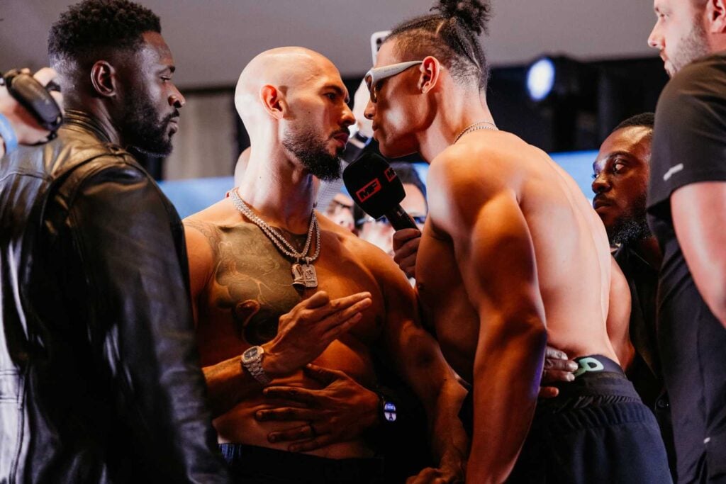 Andrew Tate and Chase DeMore face off at the weigh-in