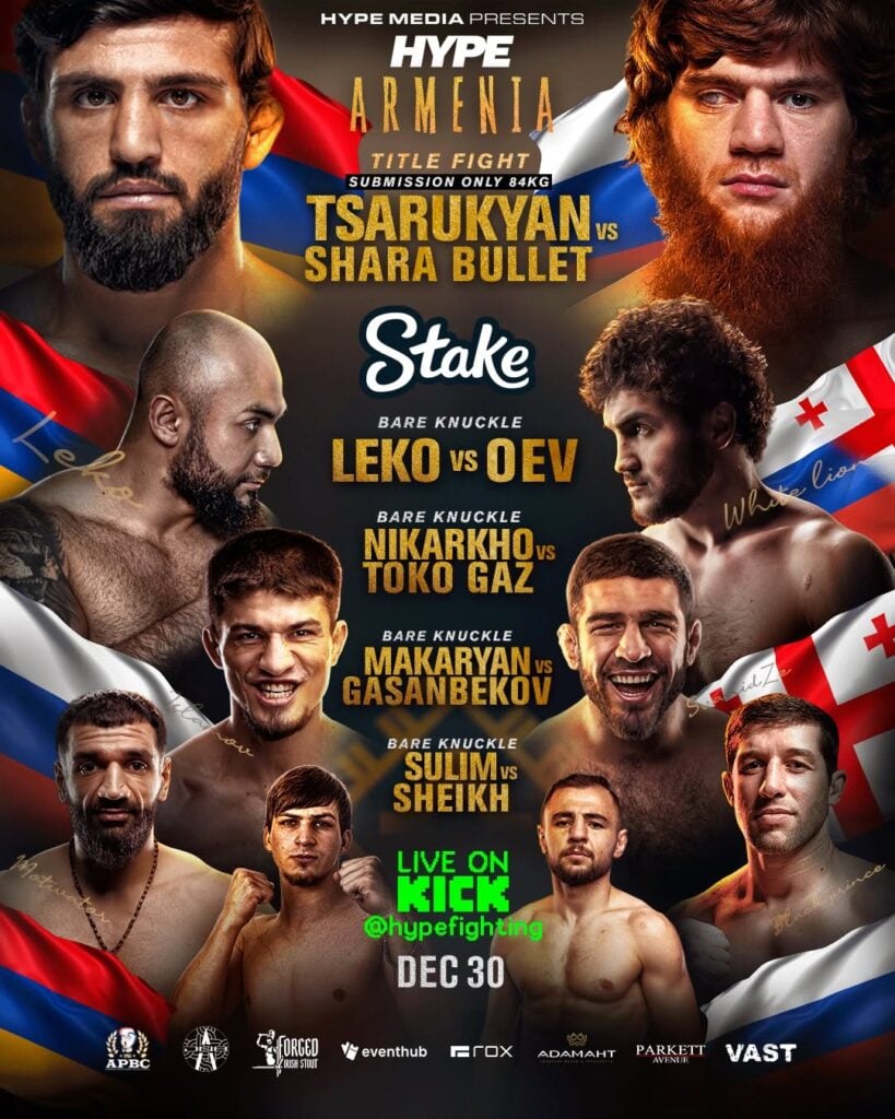 Official poster for Arman Tsarukyan vs Shara Magomedov at Hype FC